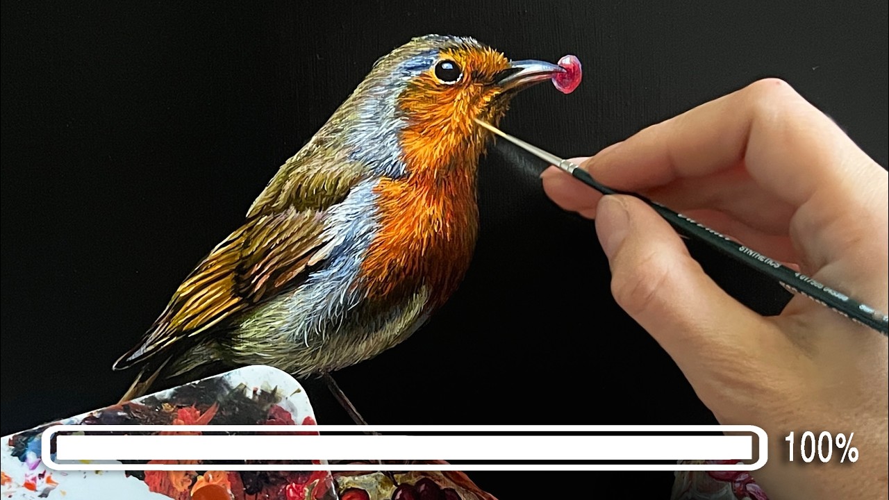 The Final Brushstroke - Painting a Realistic Robin | The Robin and the Pomegranate