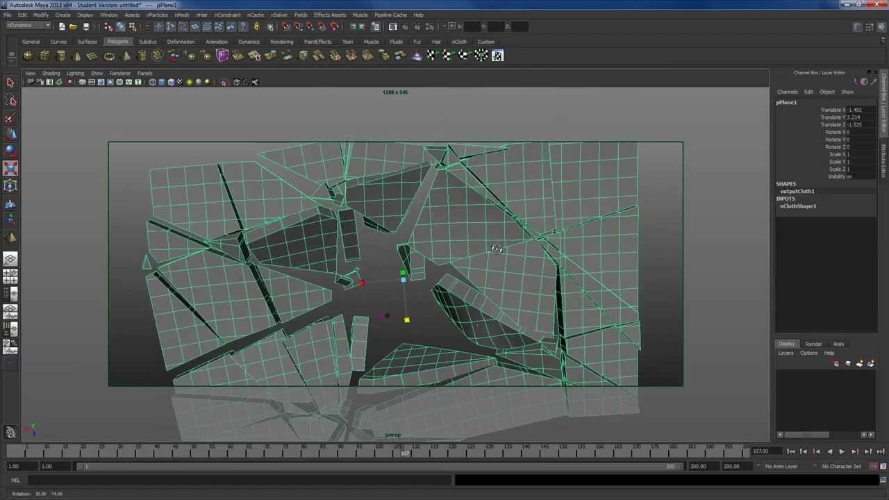 Destroying chrome nCloth in Maya 2013