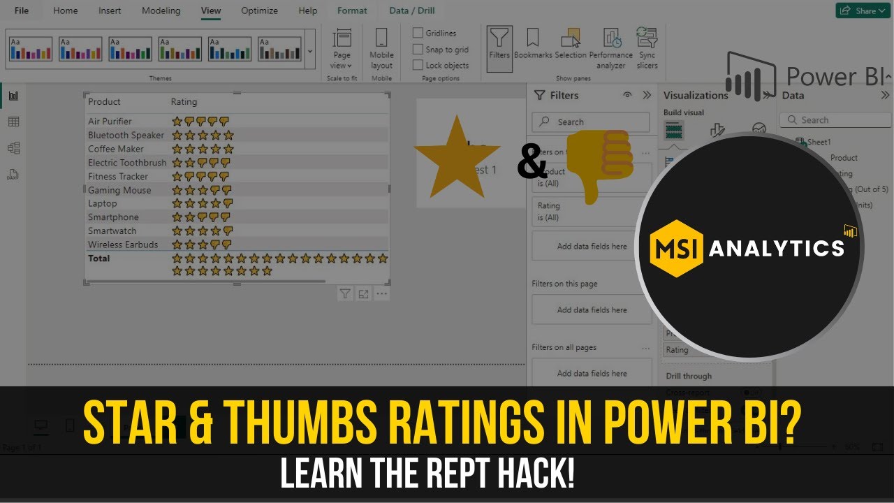 Star & Thumbs Ratings in Power BI? Learn the REPT Hack!