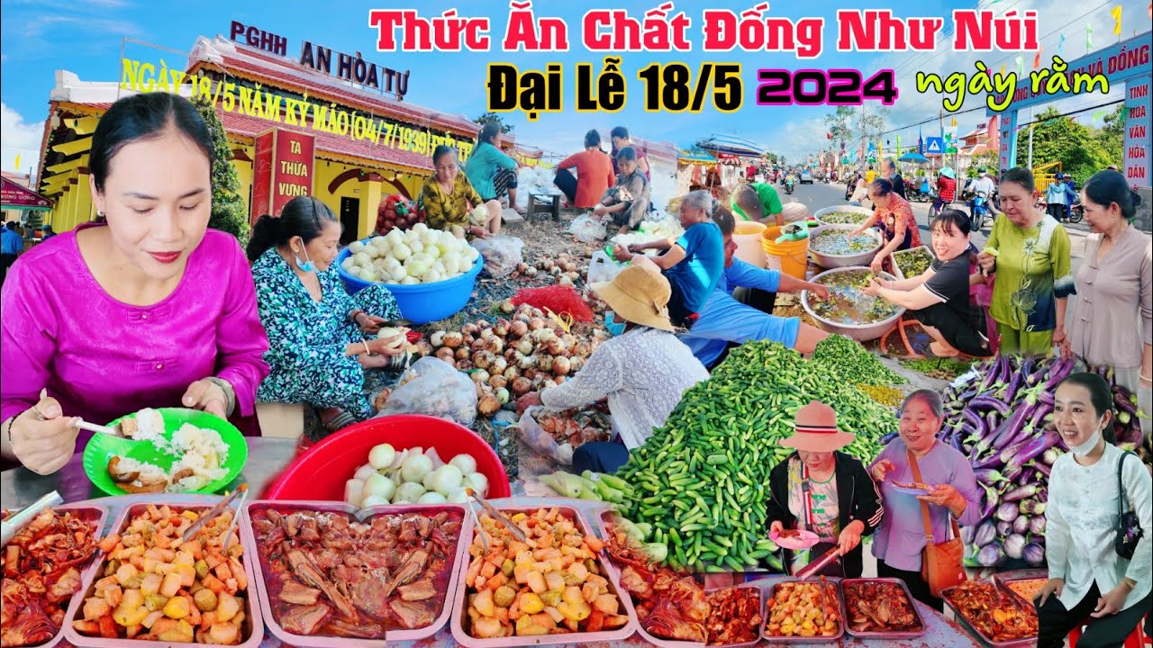An Giang Núi rau củ chất đống mừng Đại Lễ 18 tháng 5 năm 2024