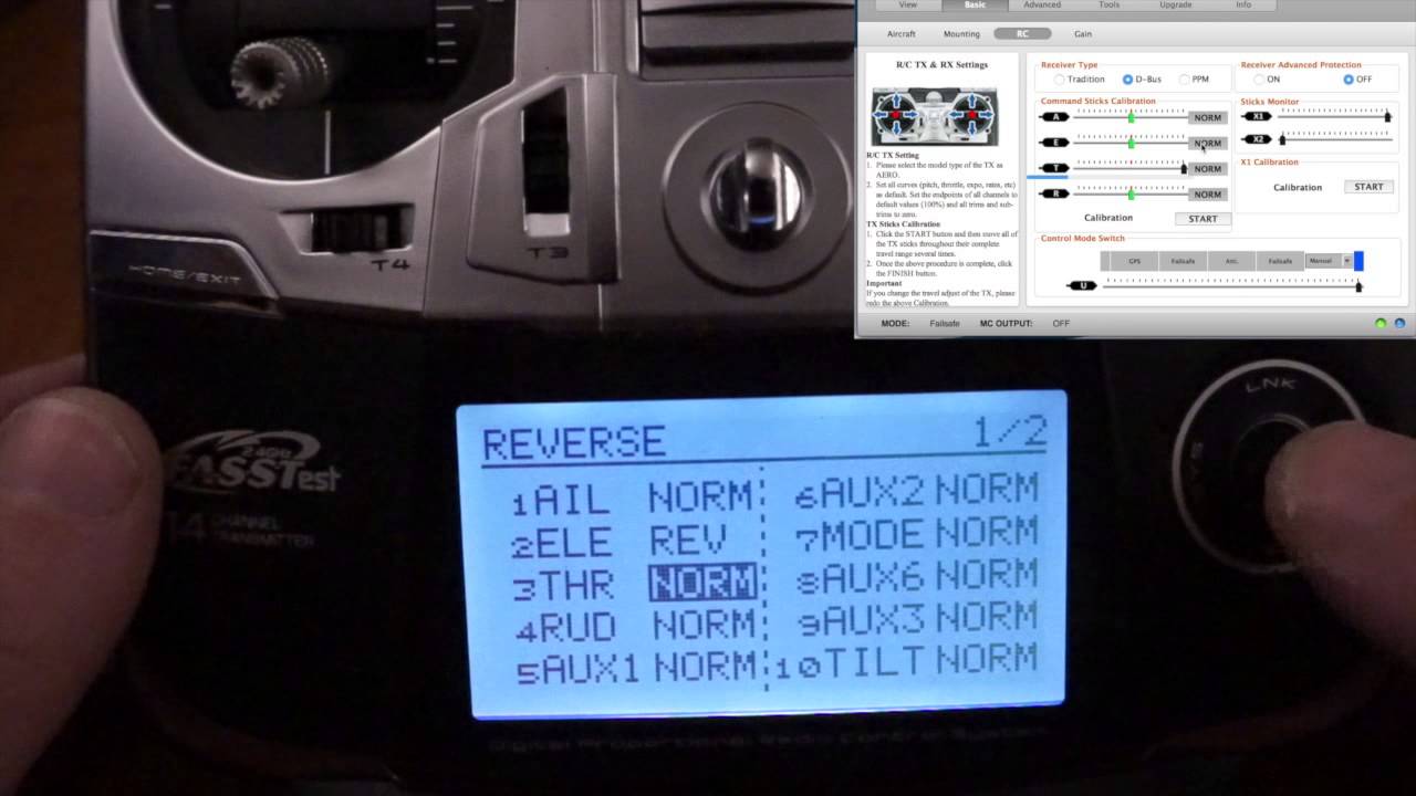 How to configure the Futaba T14SG for the NAZA Flight Controller