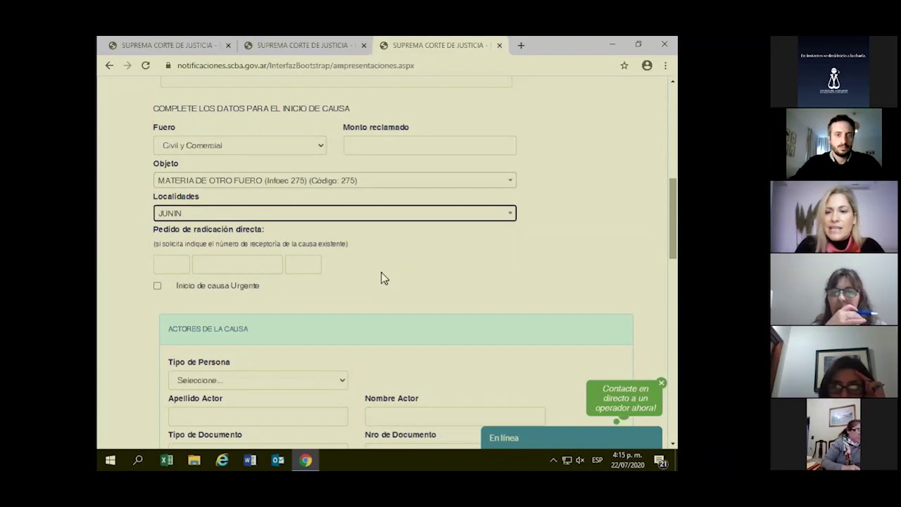 INICIO DE CAUSAS EN FORMA ELECTRÓNICA POR ANTE LA RECEPTORÍA GENERAL DE EXPEDIENTES DE JUNÍN