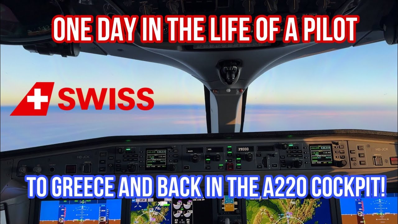 FLYING IN THE COCKPIT OF A PLANE! | SWISS AIRBUS A220-300 FULL FLIGHT: Zurich-Mykonos-Zurich