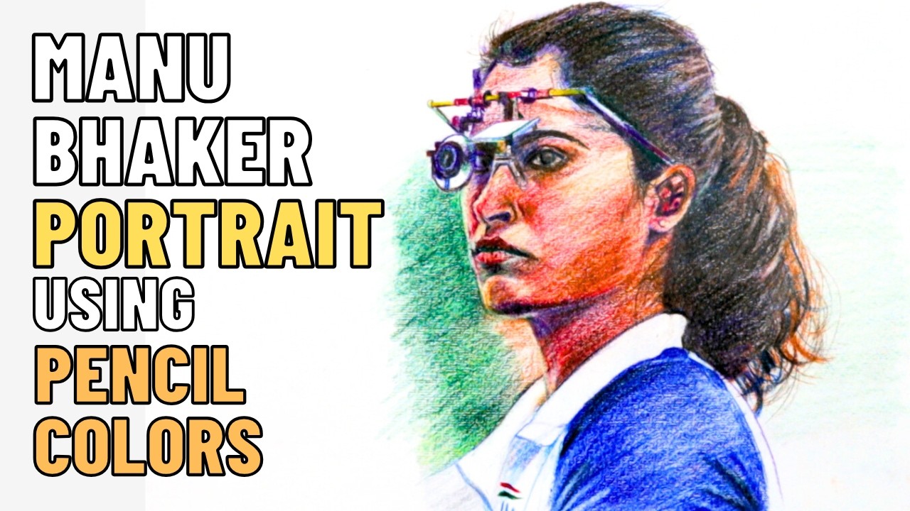 Manu Bhaker Portrait Using Pencil Colors - Ashutosh art shudio