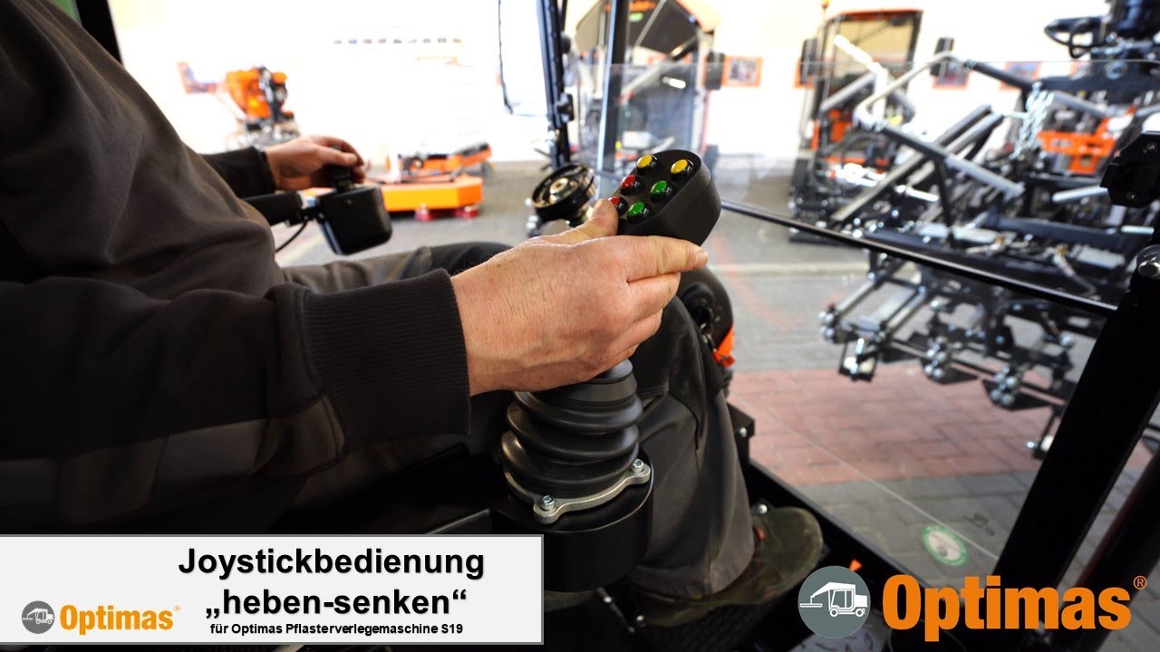 Optimas Pflasterverlegemaschine S19 PaveJet mit Joystickbedienung heben/senken  / S19 with joystick