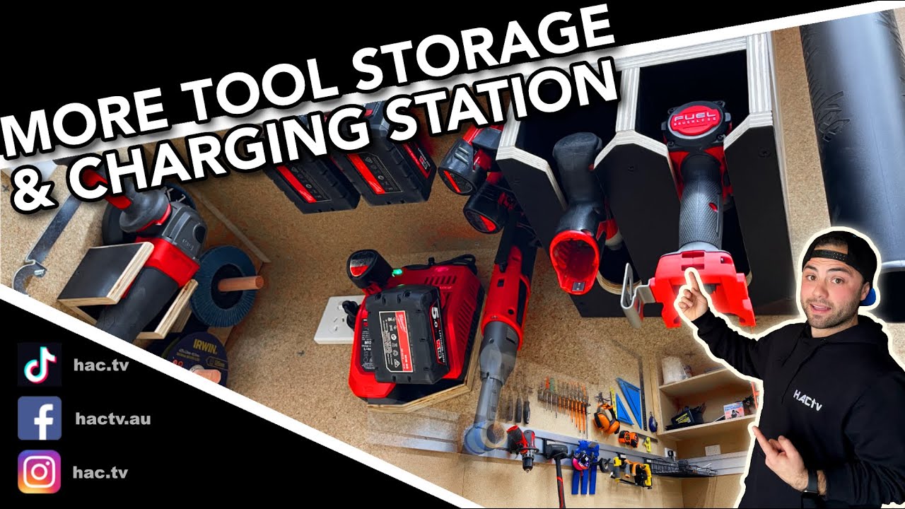 Cordless Tool Storage | Charge Station | Milwaukee M18 M12 | Above Bench | Drill Wrench - Ep. 19
