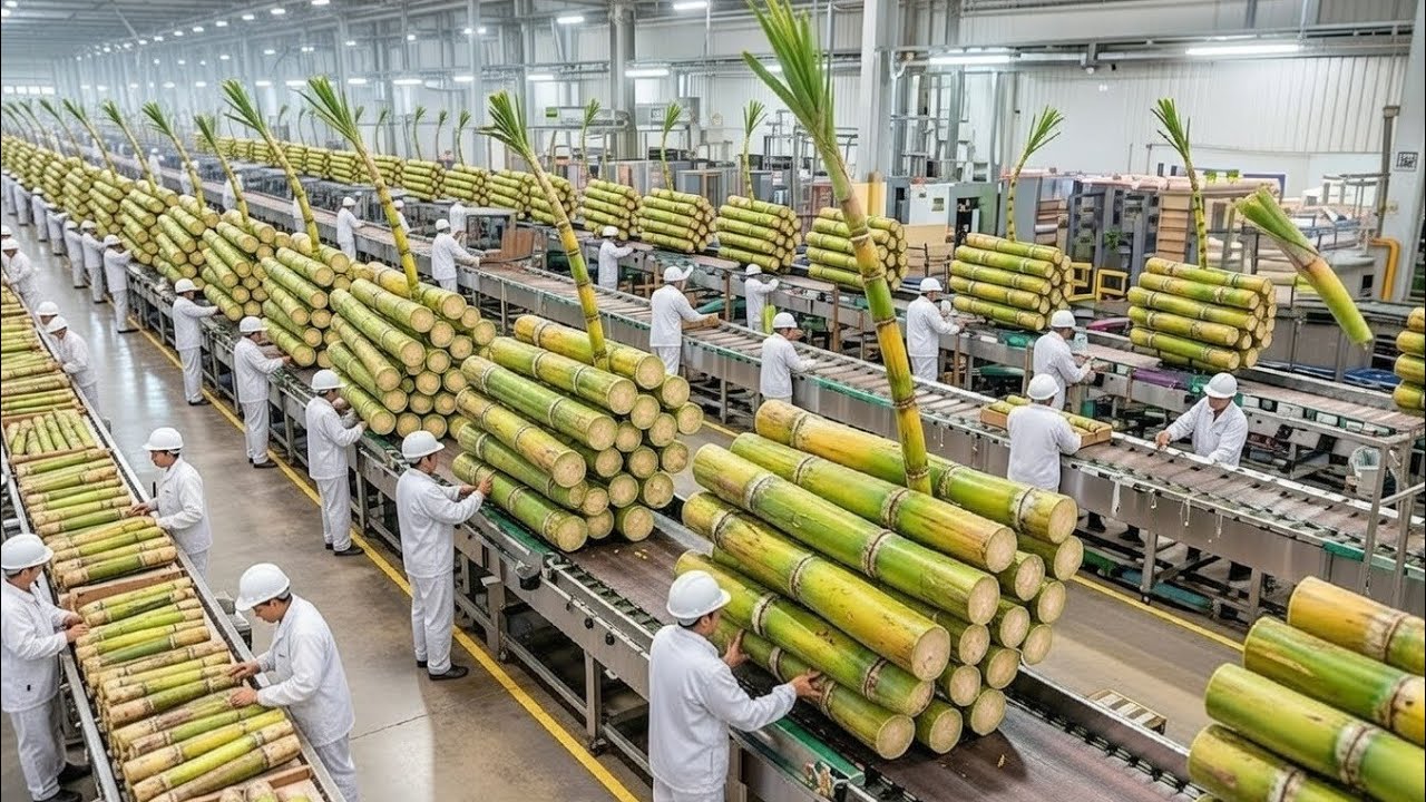Inside a Mega Sugarcane Factory: From Fresh Sugarcane to Pure Crystal Sugar (The Full Process)