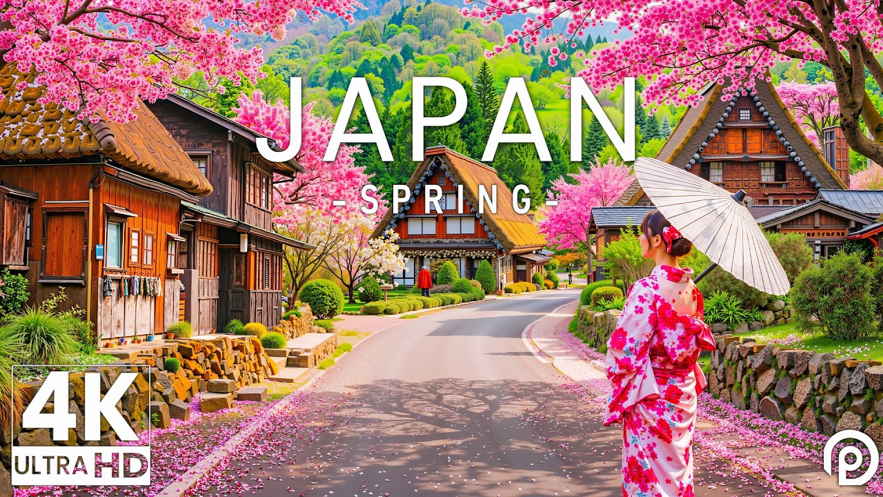 Spring in Japan 4K - Relaxing Music with Beautiful Natural Landscapes - 4K Video UHD