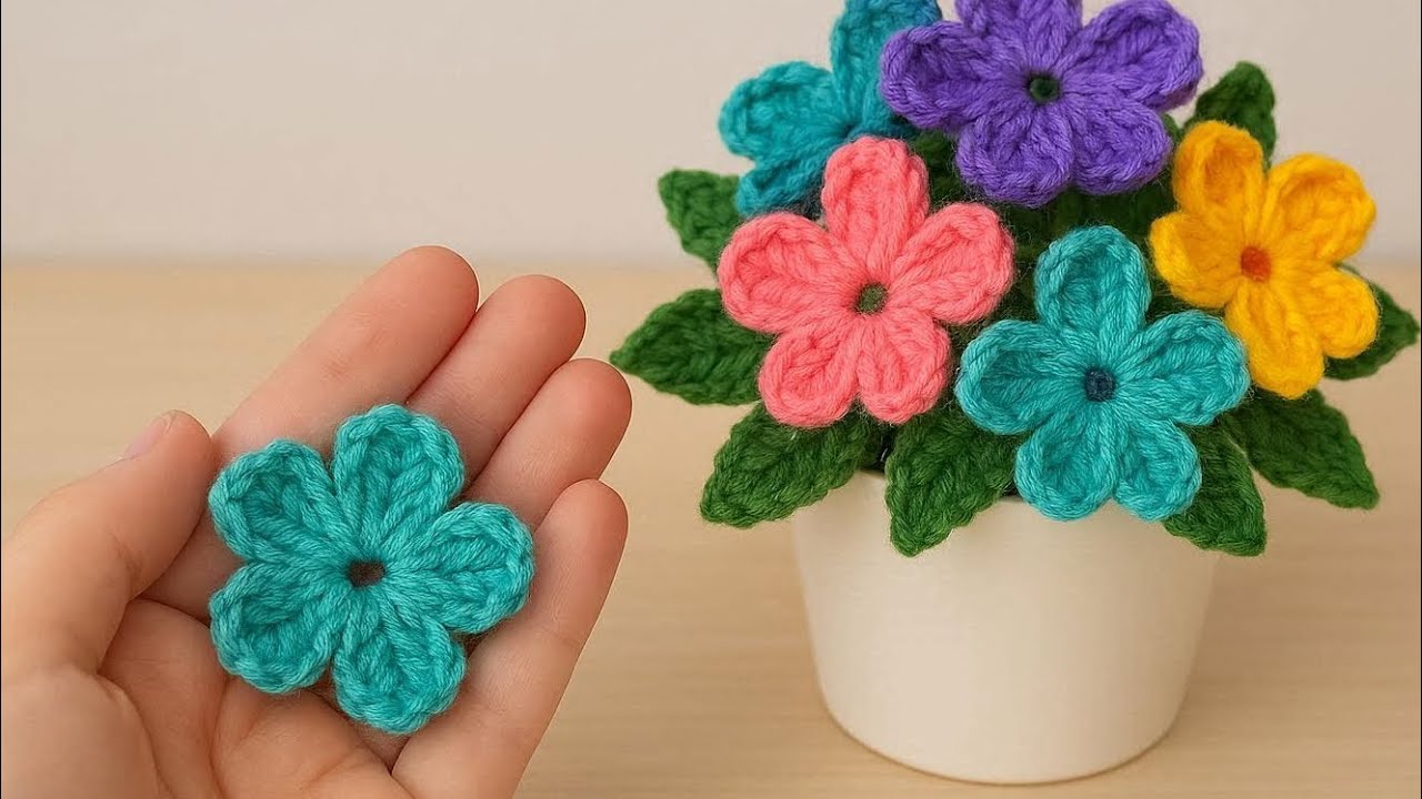 Crochet simple flower Tutorial for Beginners 