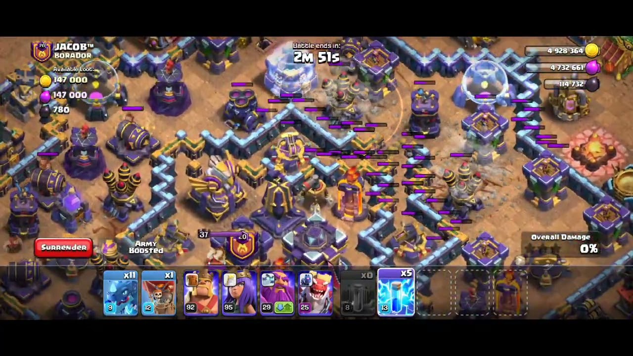 Zap electro dragon Attack  TH14 Vs 15 Attack Army Clan war CLSH OF CLANS 