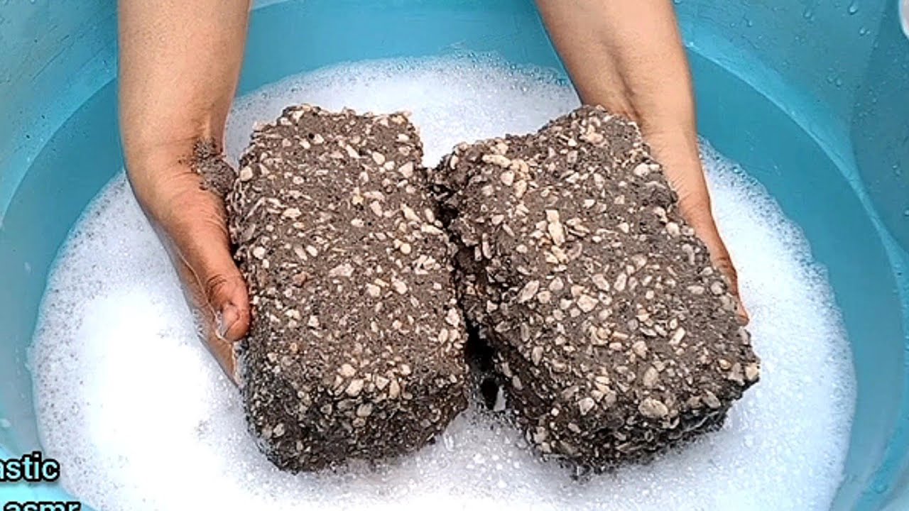Dipping lover Sand cement Concrete Crumble Dipping in bubble💭water💦💦paste Play satisfying sound asmr