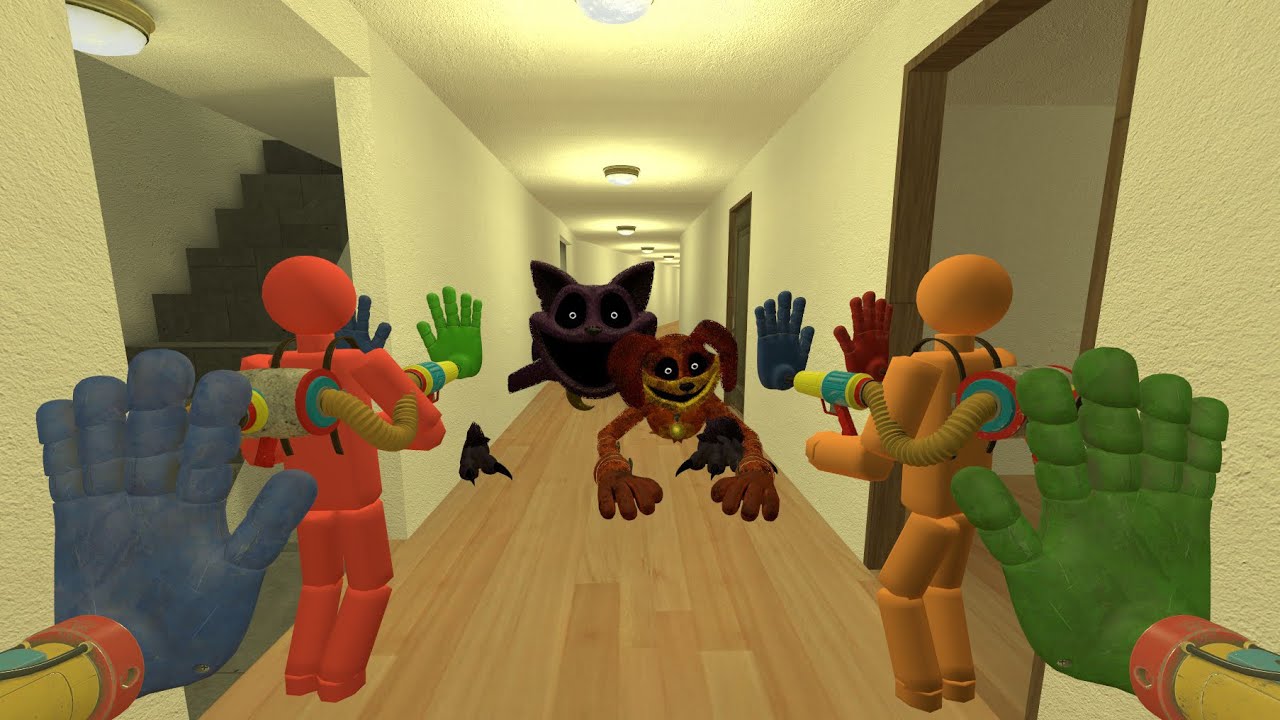 Poppy PlayTime Chapter 3! CatNap & DogDay Chase 100 Players in Liminal Hotel in Garry's Mod Gmod
