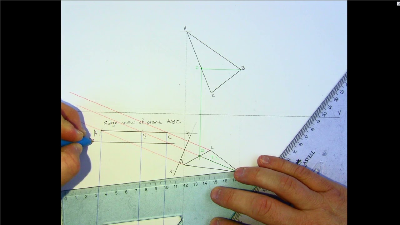 OBLIQUE PLANE Find the true shape of a lamina using an auxilliary