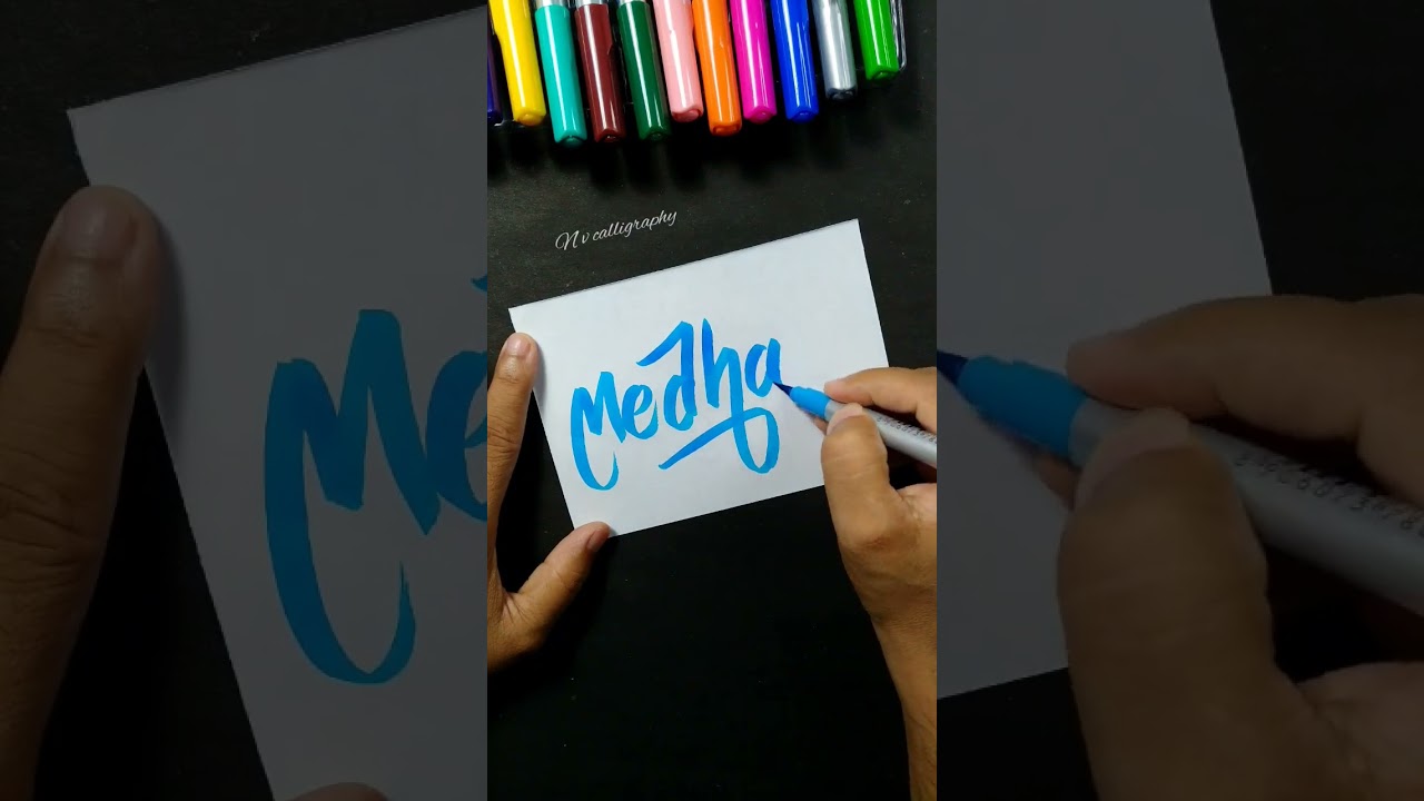 Medhavi name letter design #shorts #nvcalligraphy #alphabet #calligraphy #medhavi