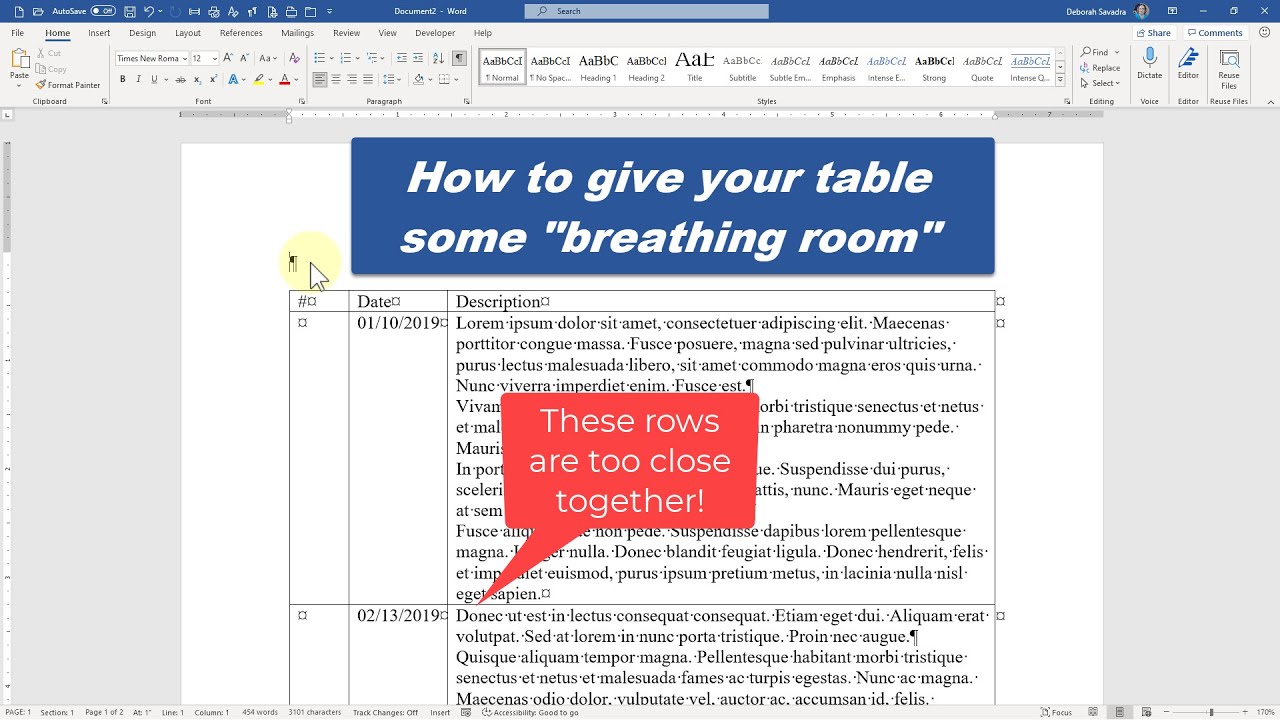Resetting table cell margins and text alignment in Microsoft Word