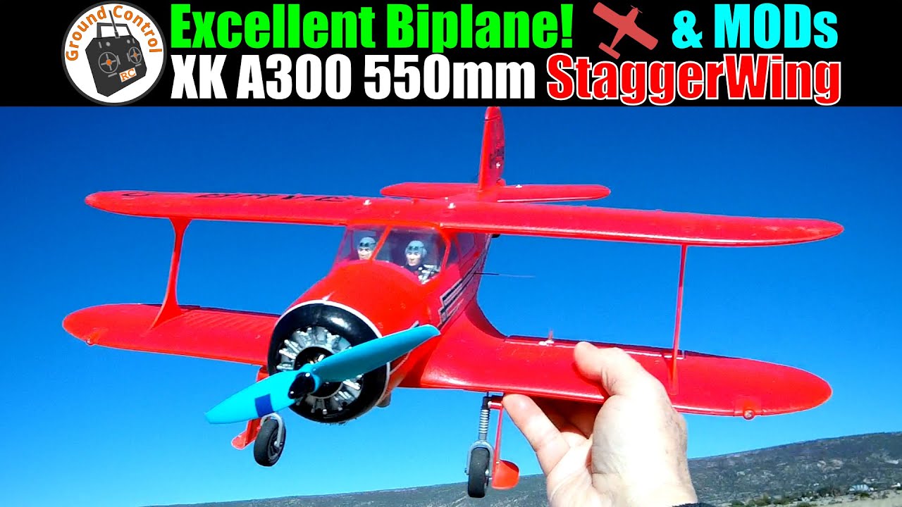 Отличный биплан и модификации! XK A300 Beech D17S StaggerWing 550 мм, 4-канальный бесколлекторный...