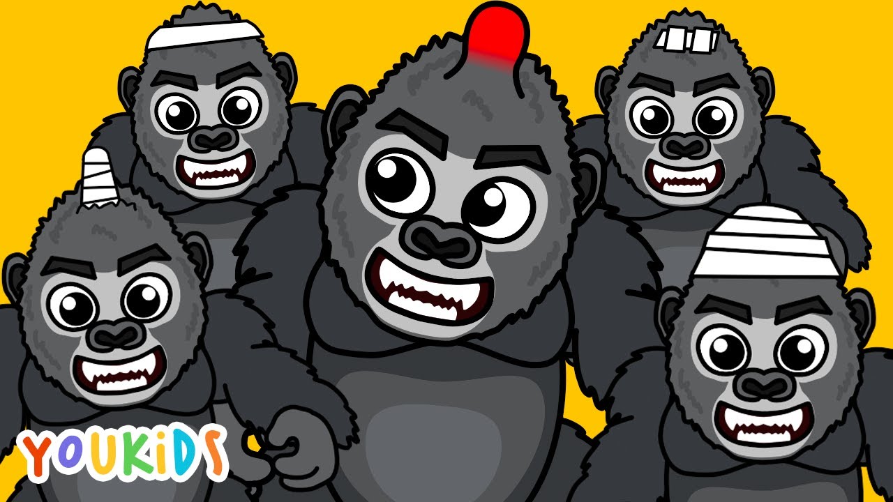 Five Little Gorillas Jumping on the Bed