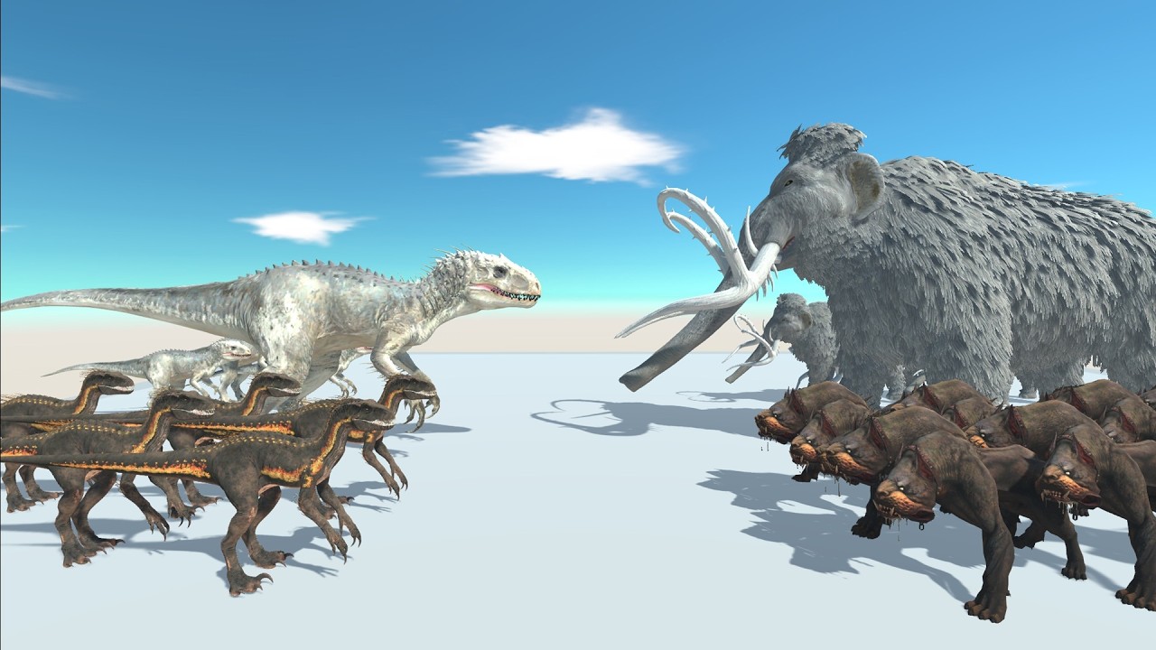 Dinosaur Battle Indominus Rex VS Giant Primate Mammoth - Animal Revolt Battle Simulator