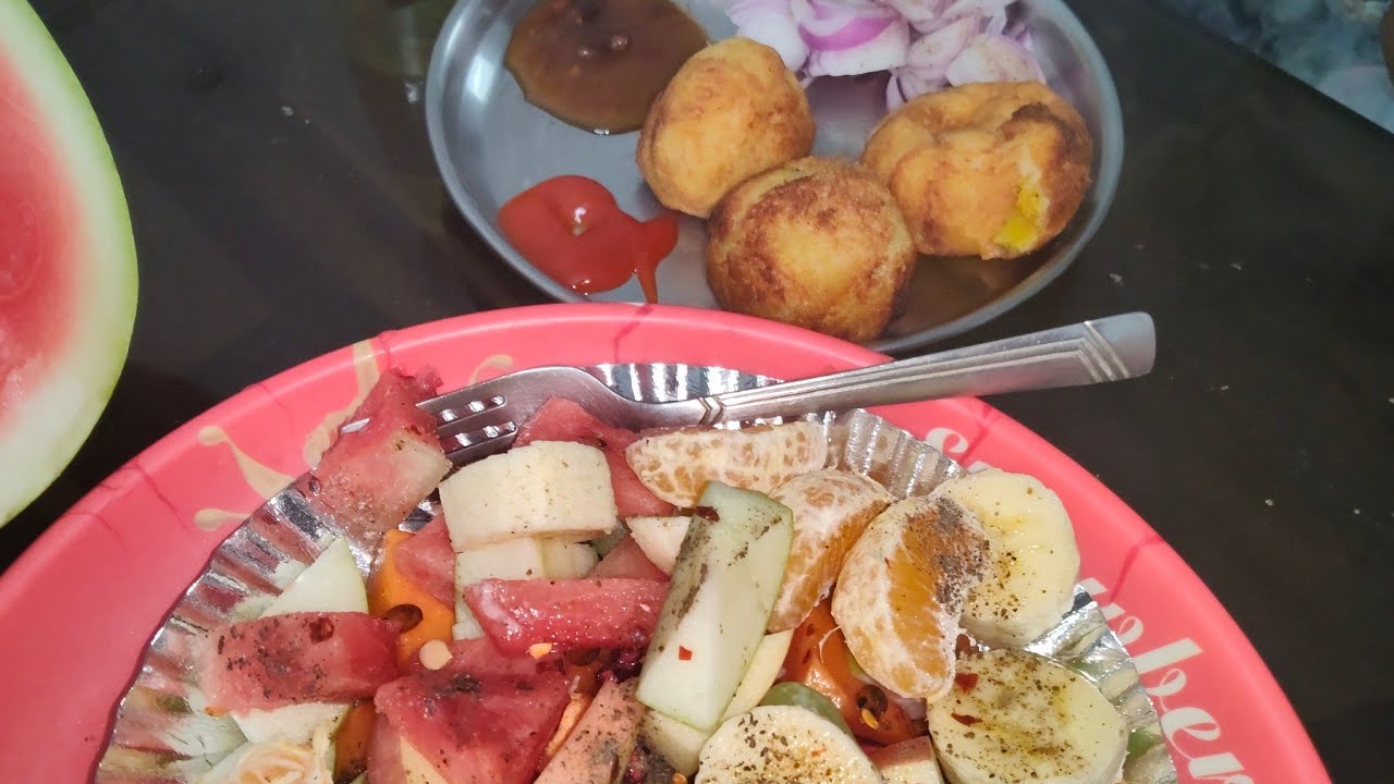 🛑live : fruits chaat, bread pakoda #cooking #live 
