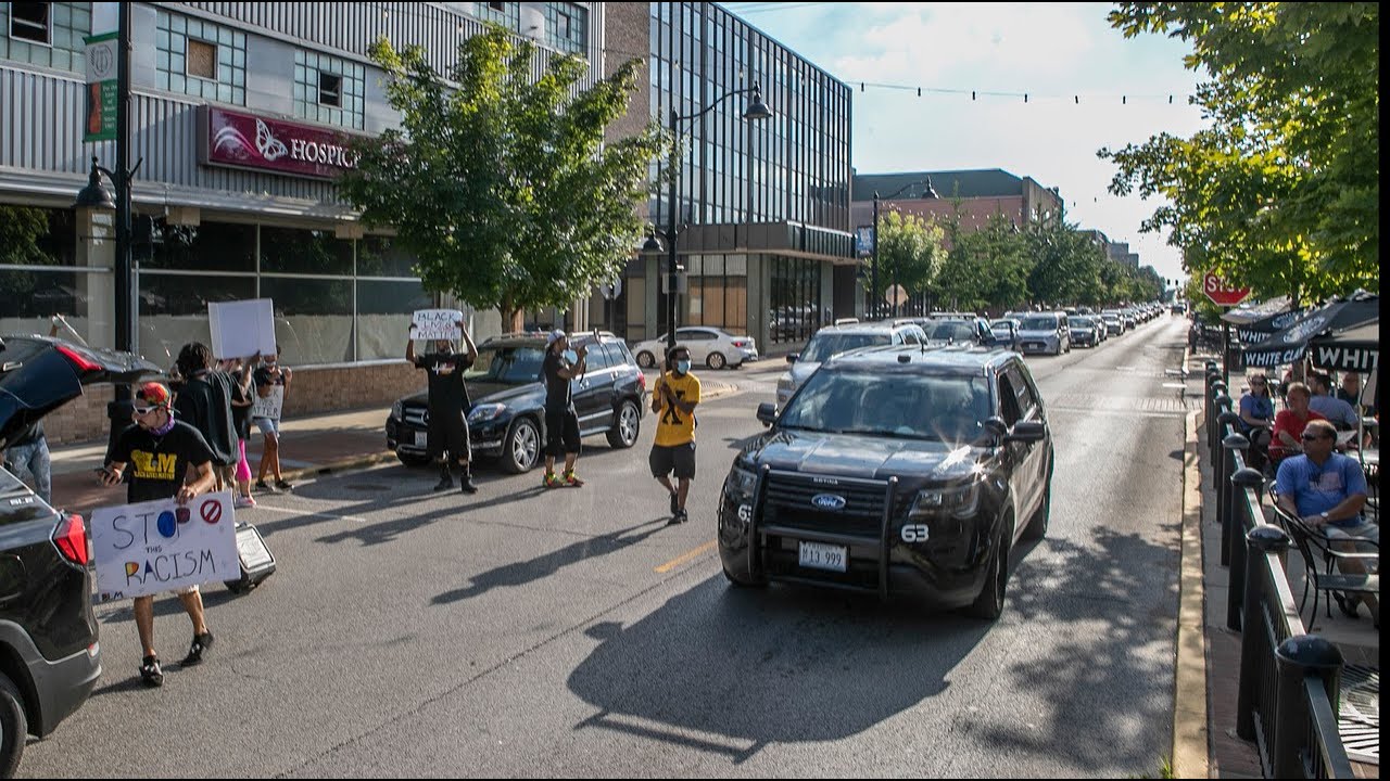 Black Lives Matter protesters stop traffic in downtown Belleville, IL