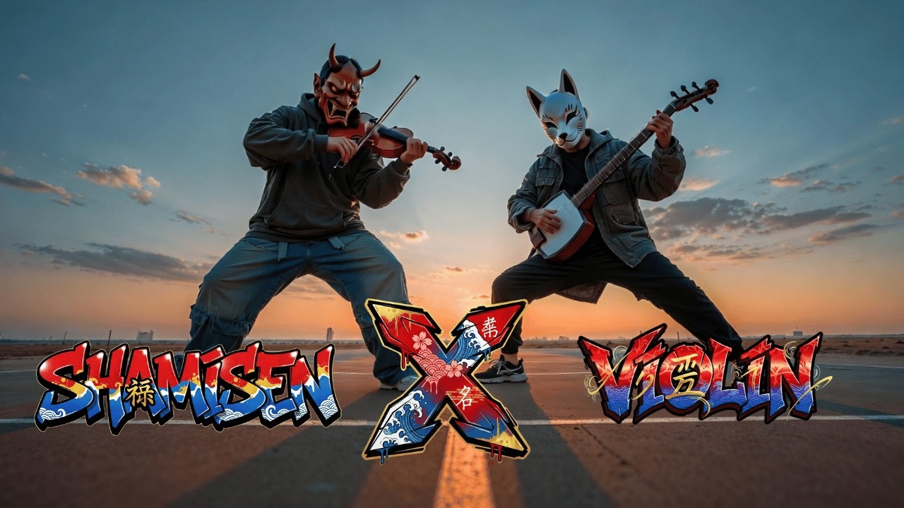 Japanese Shamisen x Violin | Street Art Fusion Music