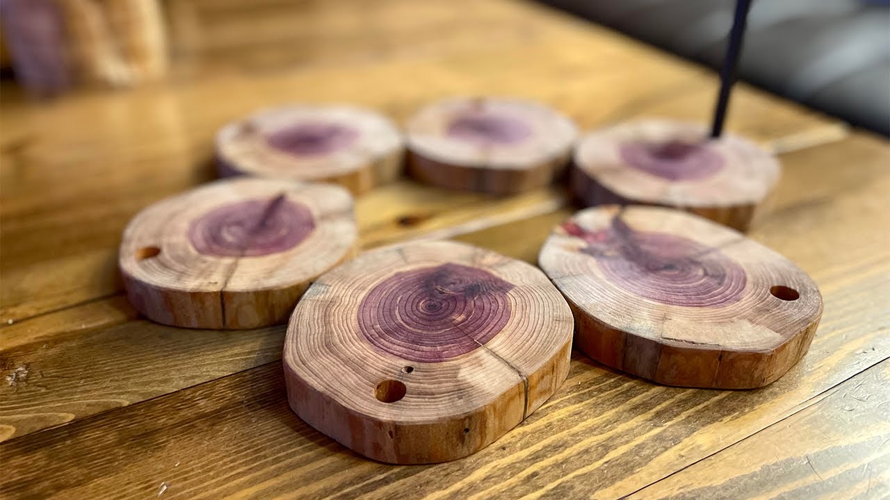 DIY Live Edge Drink Coasters from a Cedar Log: Beginner Woodworking Project 