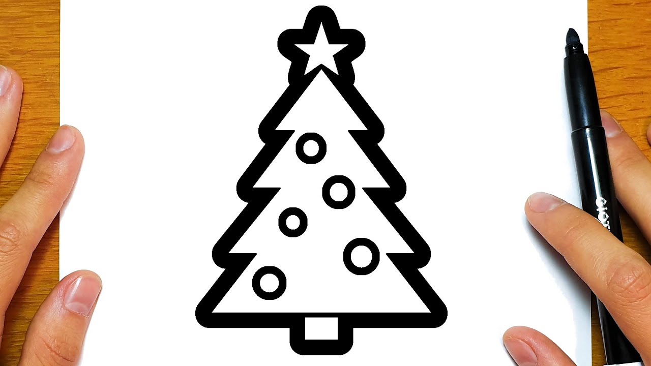 COMO DESENHAR UMA ÁRVORE DE NATAL (DESENHOS DE NATAL) | Desenhos fáceis