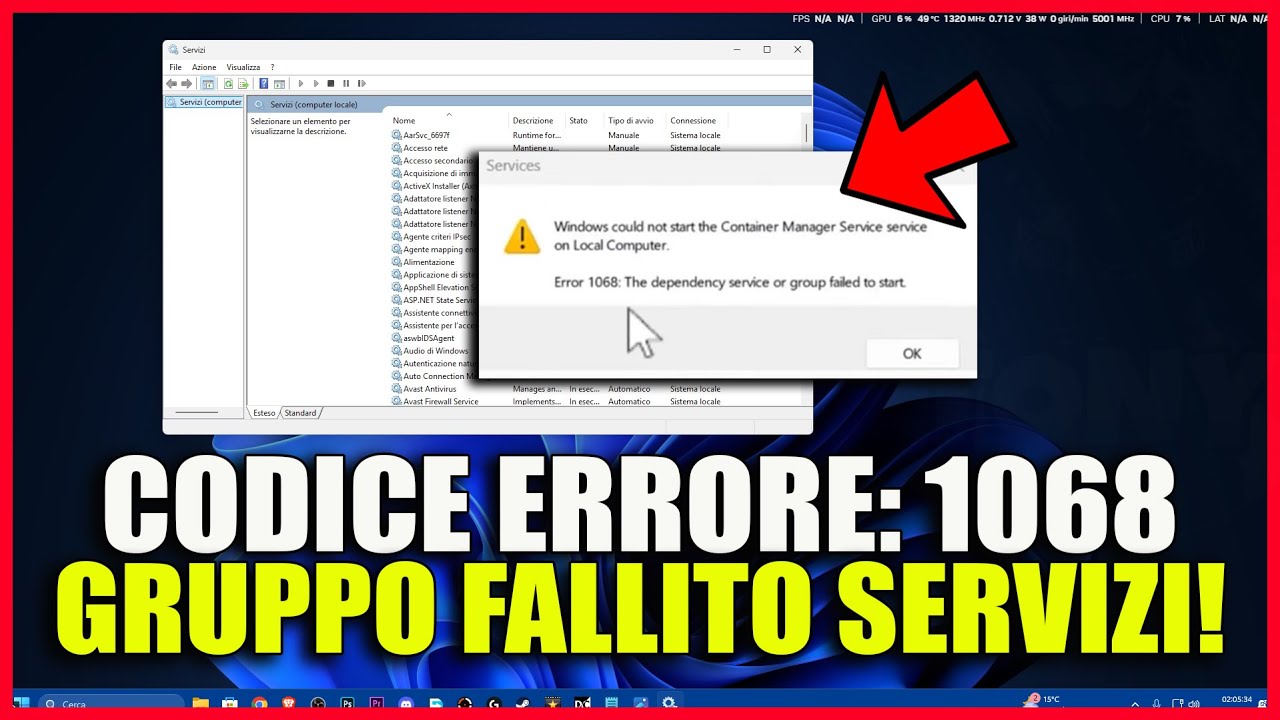 Come risolvere codice errore 1068 sui servizi su Windows 10 / 11 - tutorial