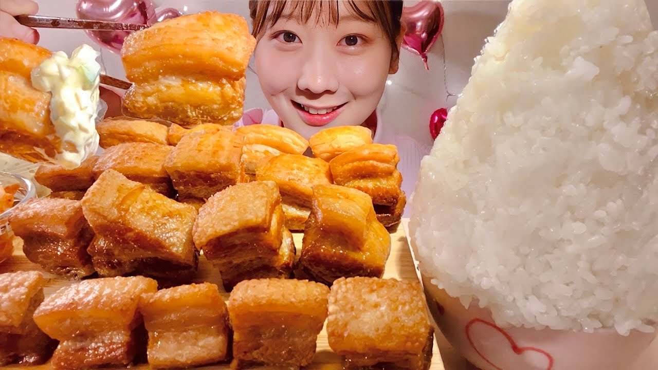 ASMR жареная свиная грудинка【русские субтитры】【Mukbang/ Eating Sounds】