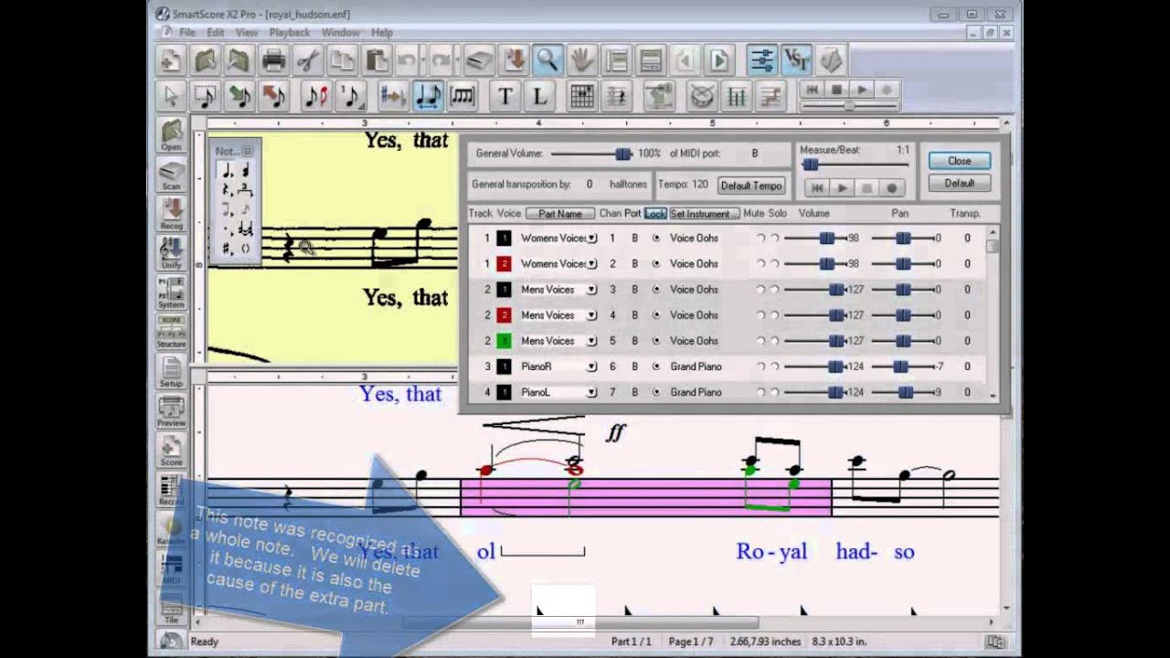 Smartscore Fixing Improperly Recognized Notes