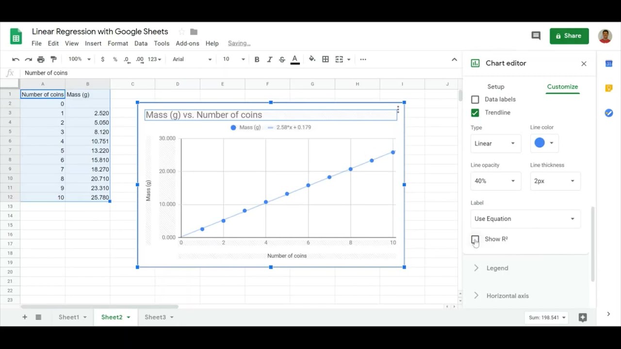 📈 Использование Google Таблиц для линейной регрессии