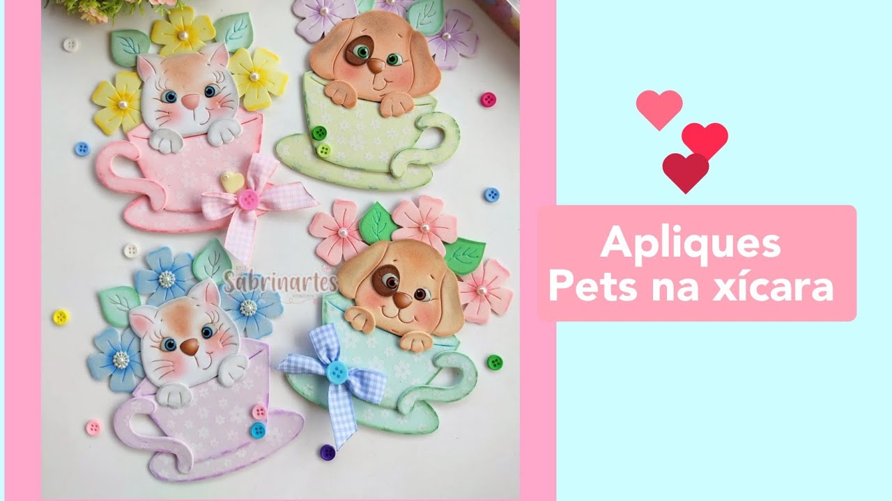 Apliques pets na xícara