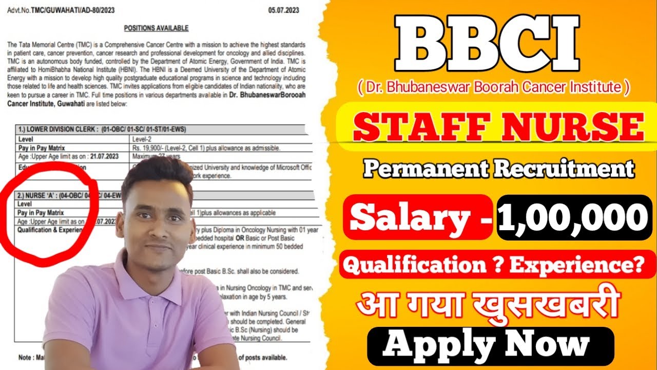 BBCI Central Government Staff Nurse Recruitment 2023 || TMC BBCI Nurse A Vacancies 2023 || NRA ||