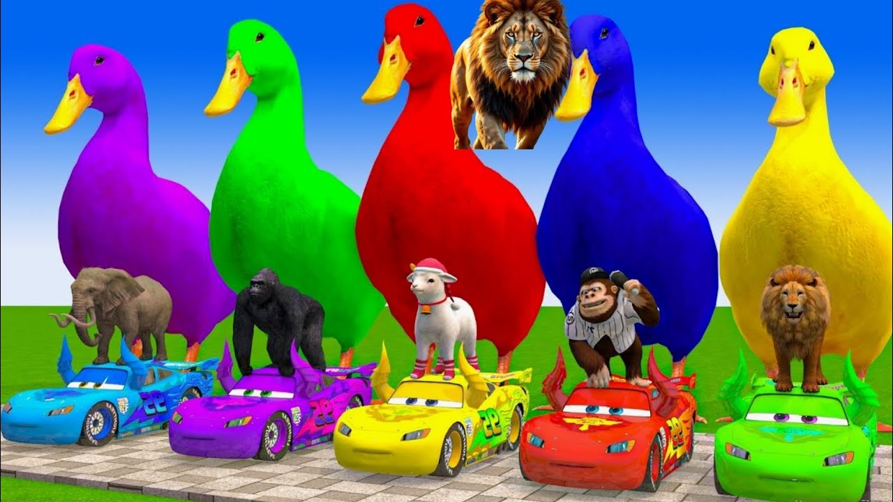 Long Slide Game With Cow Elephant Gorilla Hippopotamus Tiger 3d Animal Game Funny 3d Animals 86