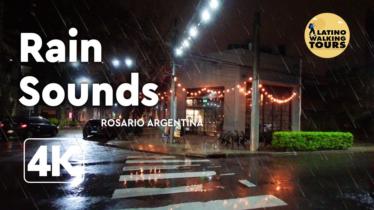 Walking in the Rain Rosario, Argentina (Relaxing Thunderstorm Sounds for Sleep) 4k
