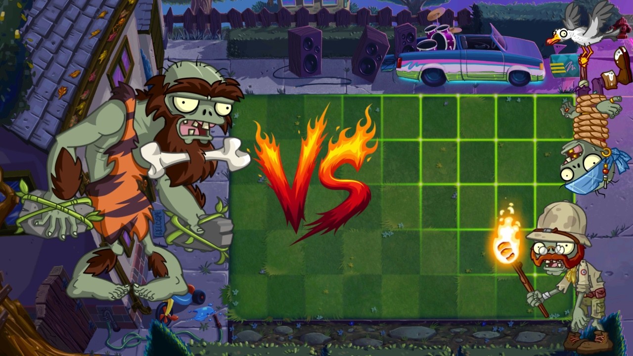 Jurassic Rockpuncher vs Seagull Zombie Explorer Zombie