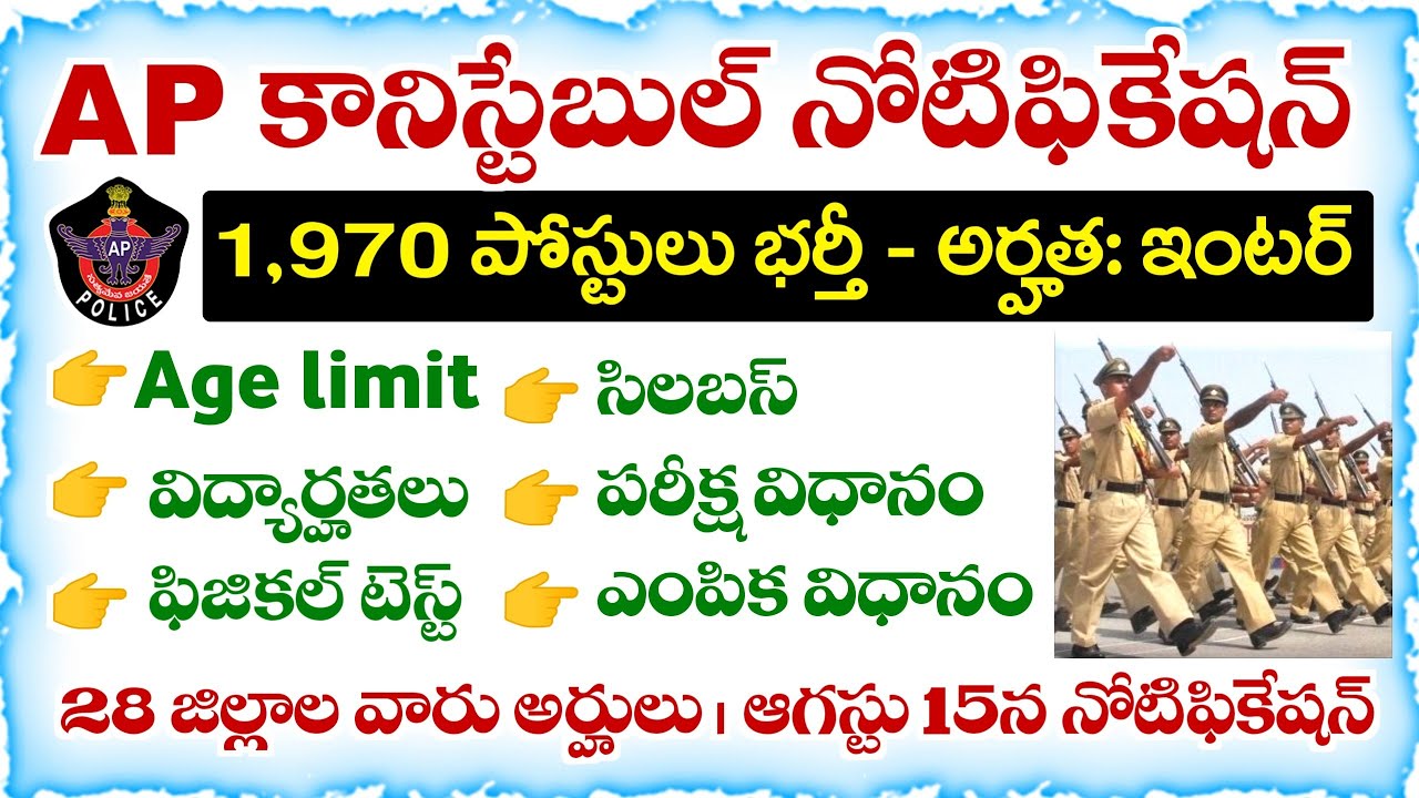 AP Police Constable Notification 2026 | Age limit, Physical Test, Syllabus, Selection Process det...