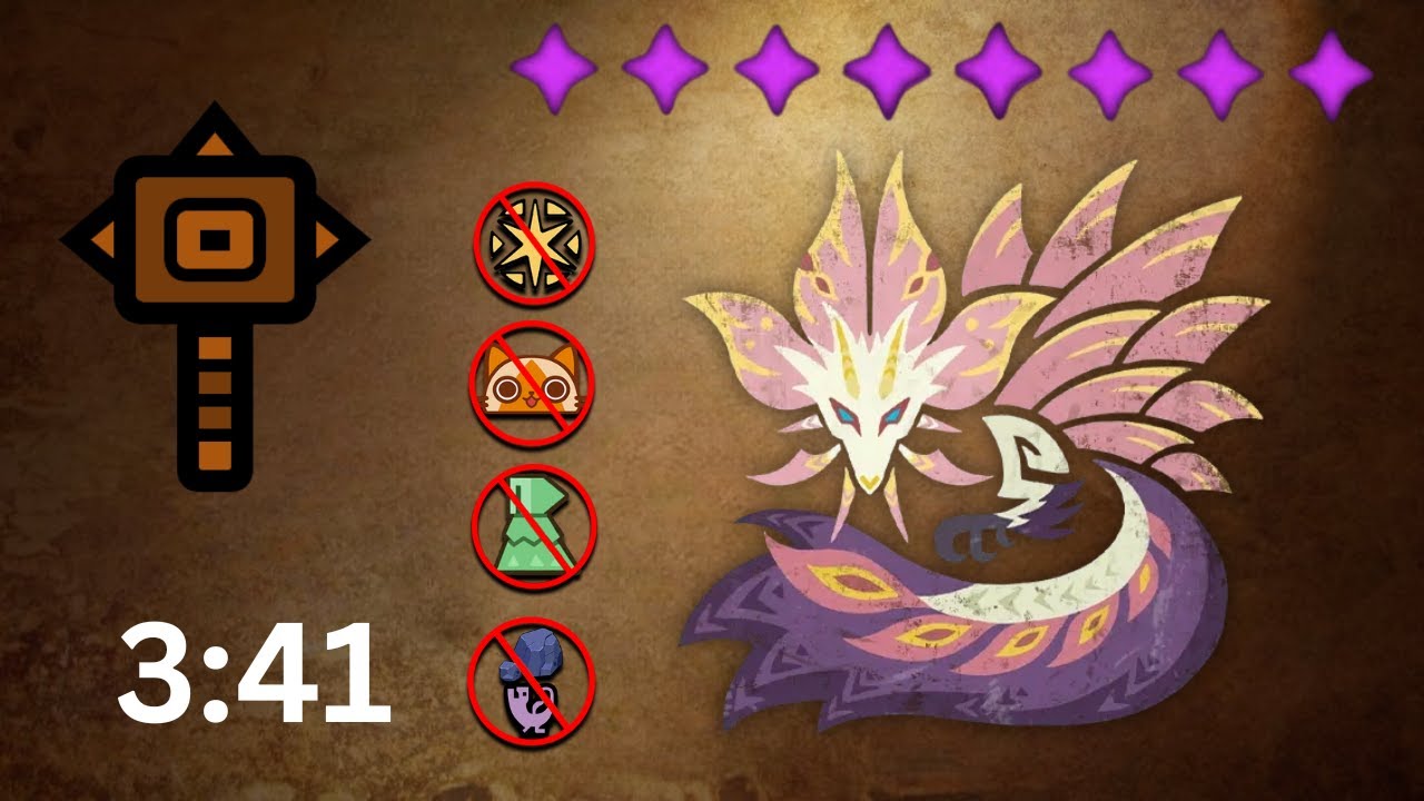 【MHWilds】BUFFED Hammer destroys 8★ Tempered Mizutsune in 3:41 |  ハンマーが☆8テンペストタマミツネを4分で破る