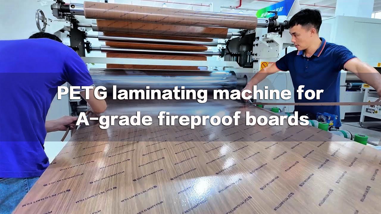 PETG film PUR laminating machine for fireproof board veneer lamination #laminatingmachine