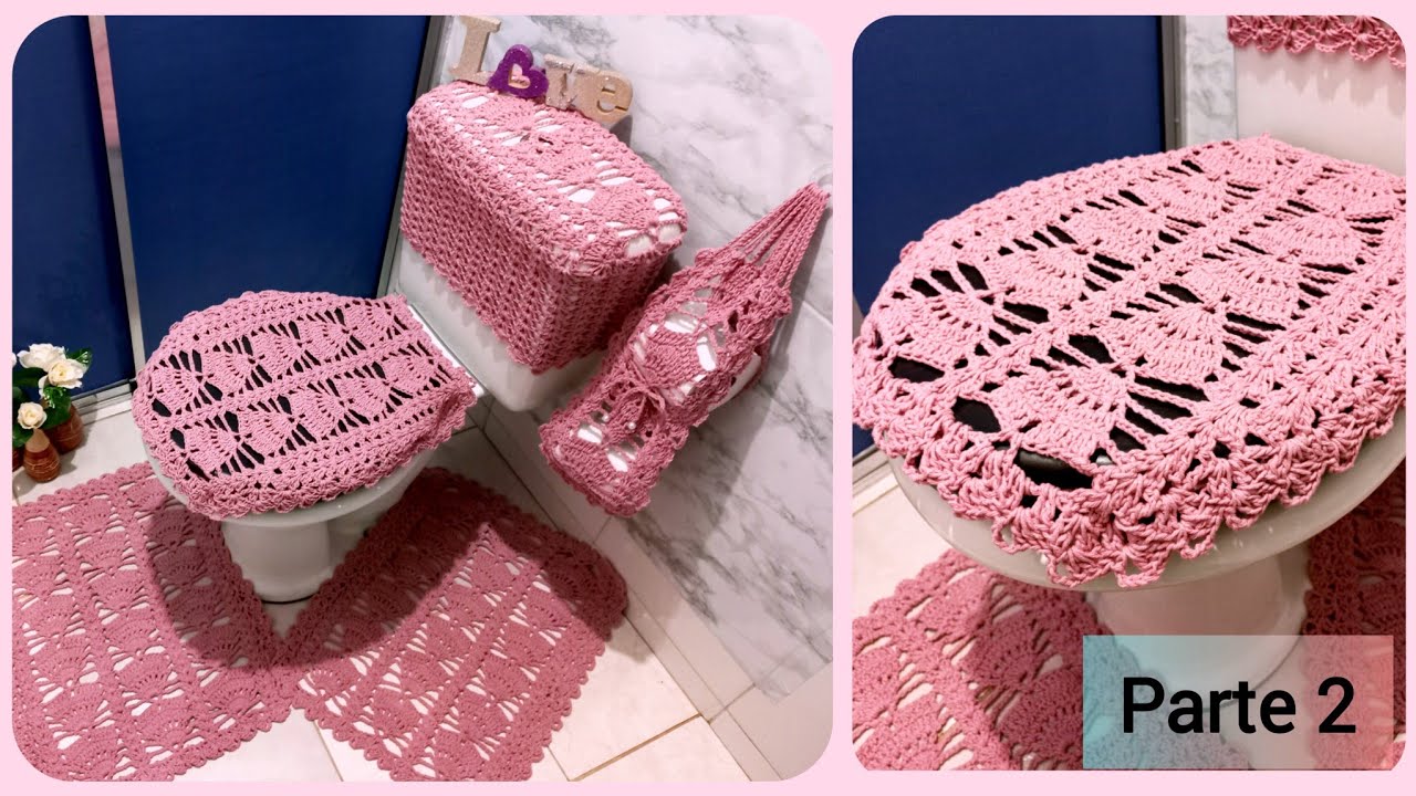 TAMPA DO VASO do JOGO DE BANHEIRO CRIS🩷 | Fácil e econômico | Parte 2#crochet