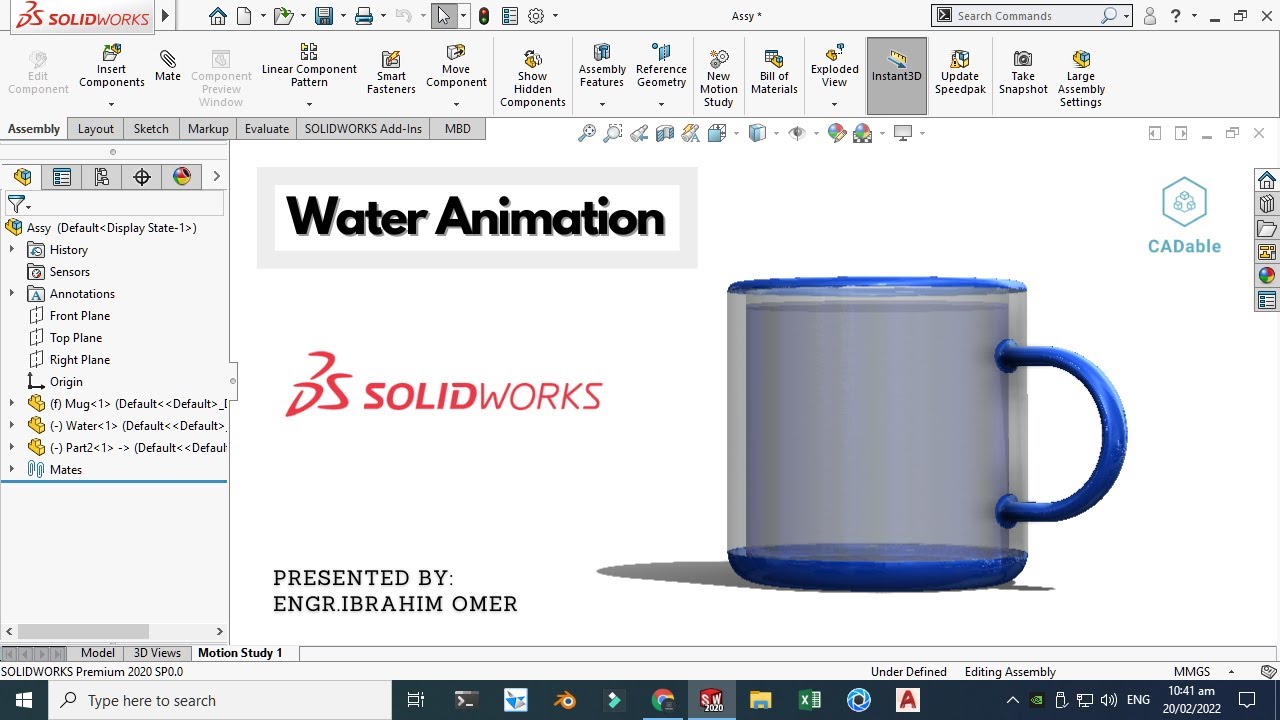 Animate water in solidworks using keyframes |fluid animation solidworks | water animation solidworks