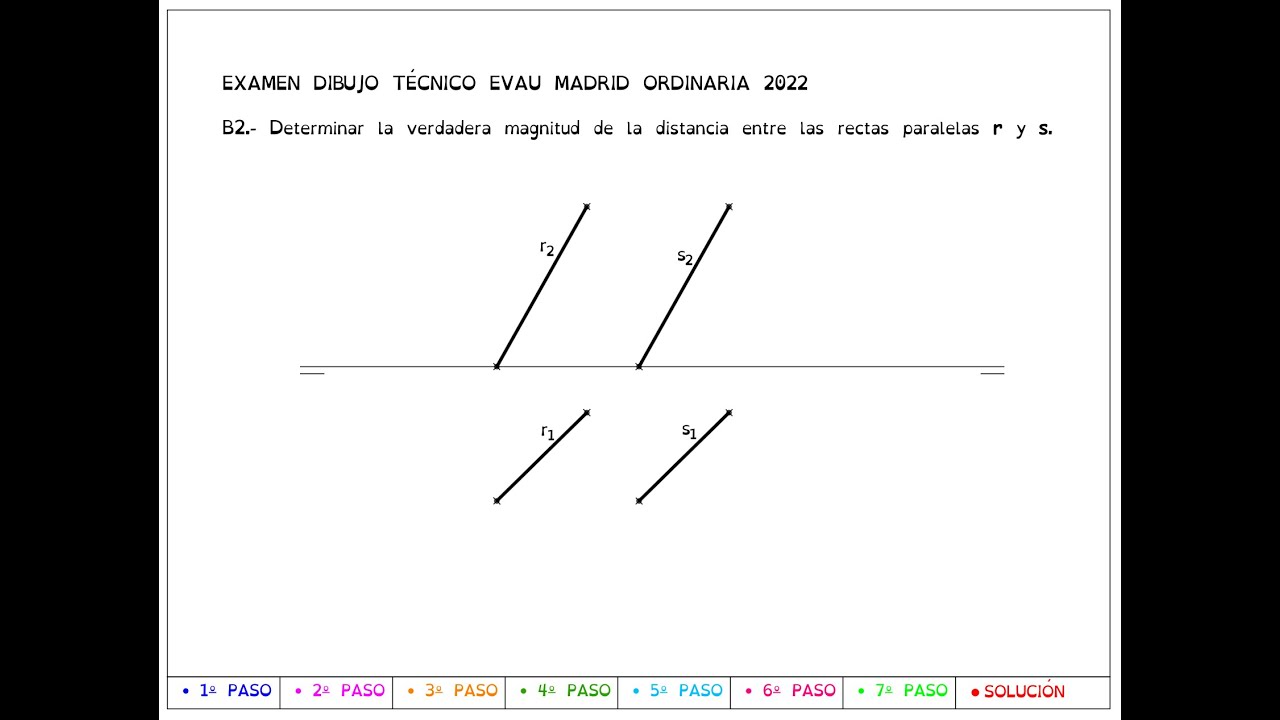 Ejercicio EVAU Madrid 2022 Ordinaria B2 (S. Diedrico, Dibujo Técnico, Bachillerato, Selectividad)
