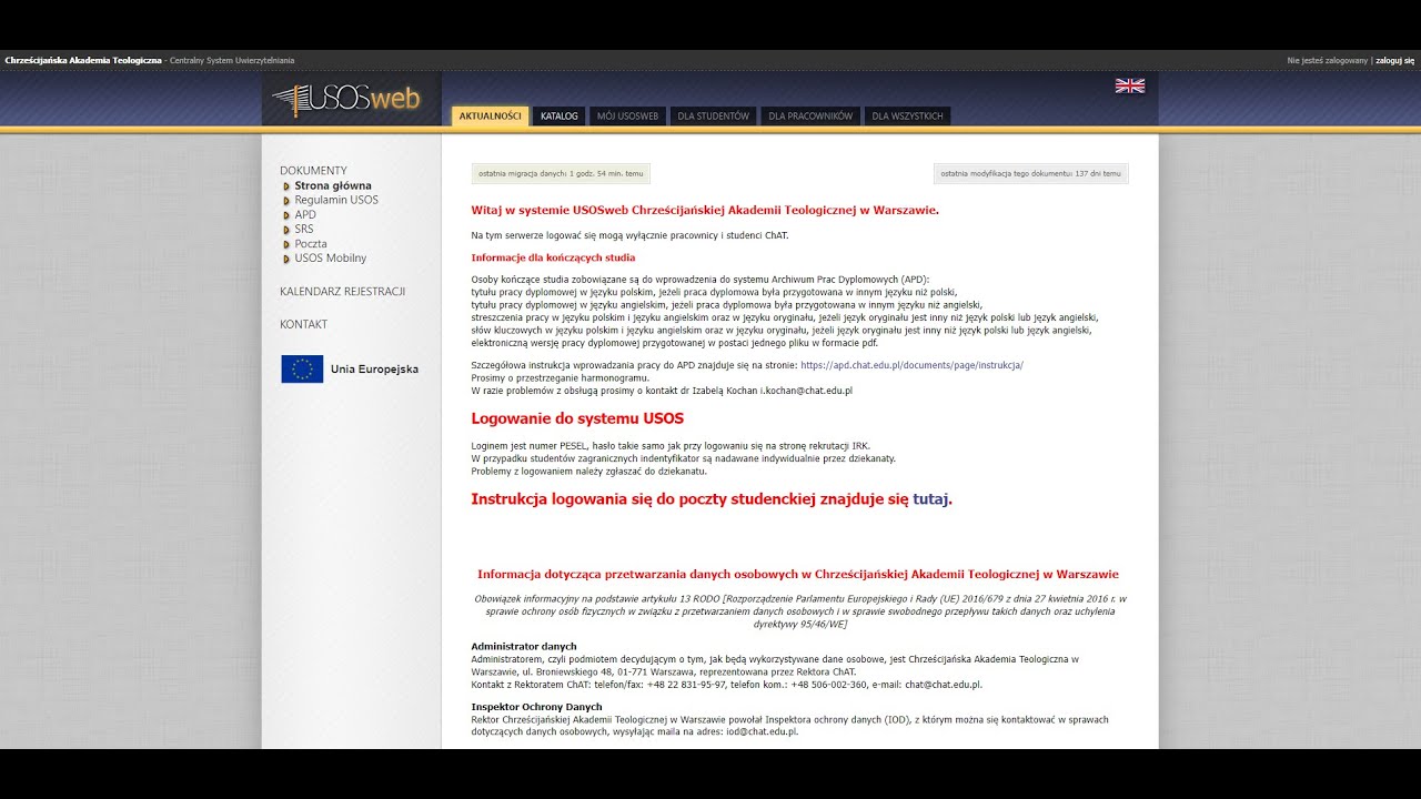 Rejestracja i korzystanie z USOSweb dla ChAT