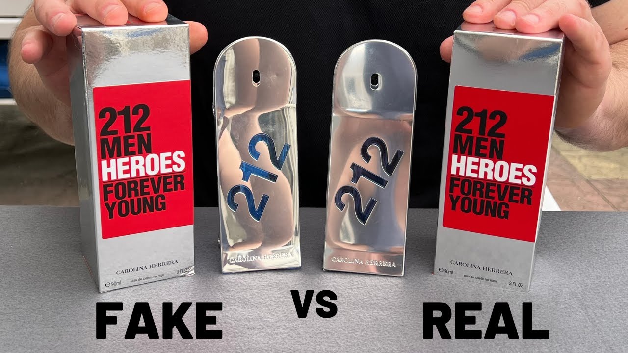 Fake vs Real Carolina Herrera 212 Men Heroes Forever Young EDT Perfume 90 ml