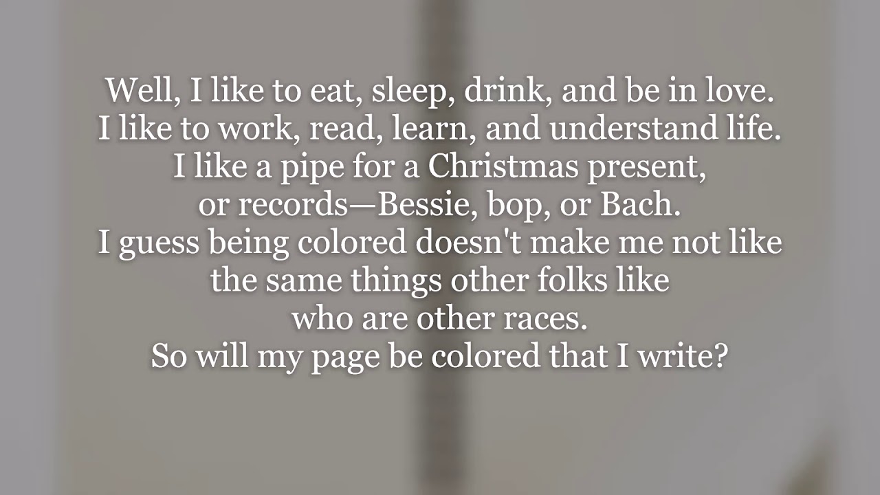 Theme for English B Poem by Langston Hughes