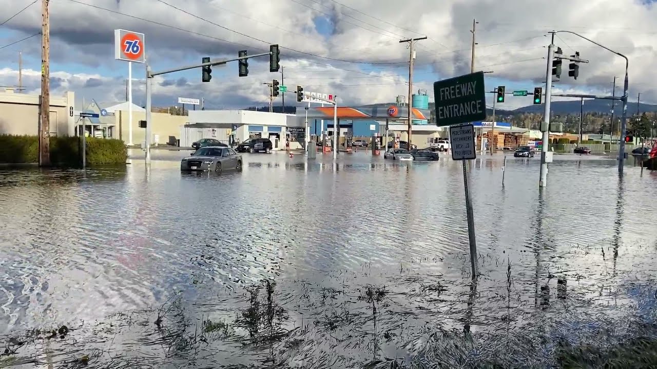 11-16-2021 Ferndale, WA Major Flooding on the Nooksack River; Washed Out Road