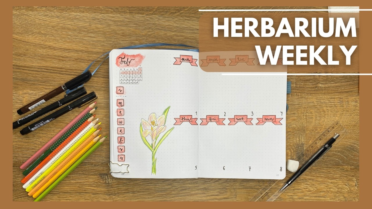 Herbarium-Style Weekly Spread 🌿 Bullet Journal with Crocus Vernus