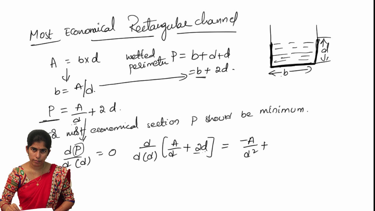 most economical rectangular channel section derivation