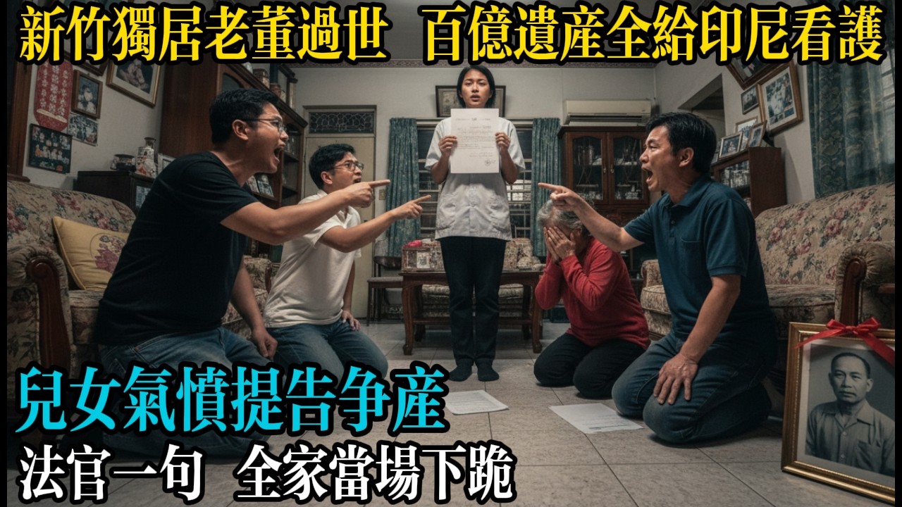 新竹獨居老董過世 百億遺產全給印尼看護，兒女氣憤提告爭產，法官一句 全家當場下跪#情感