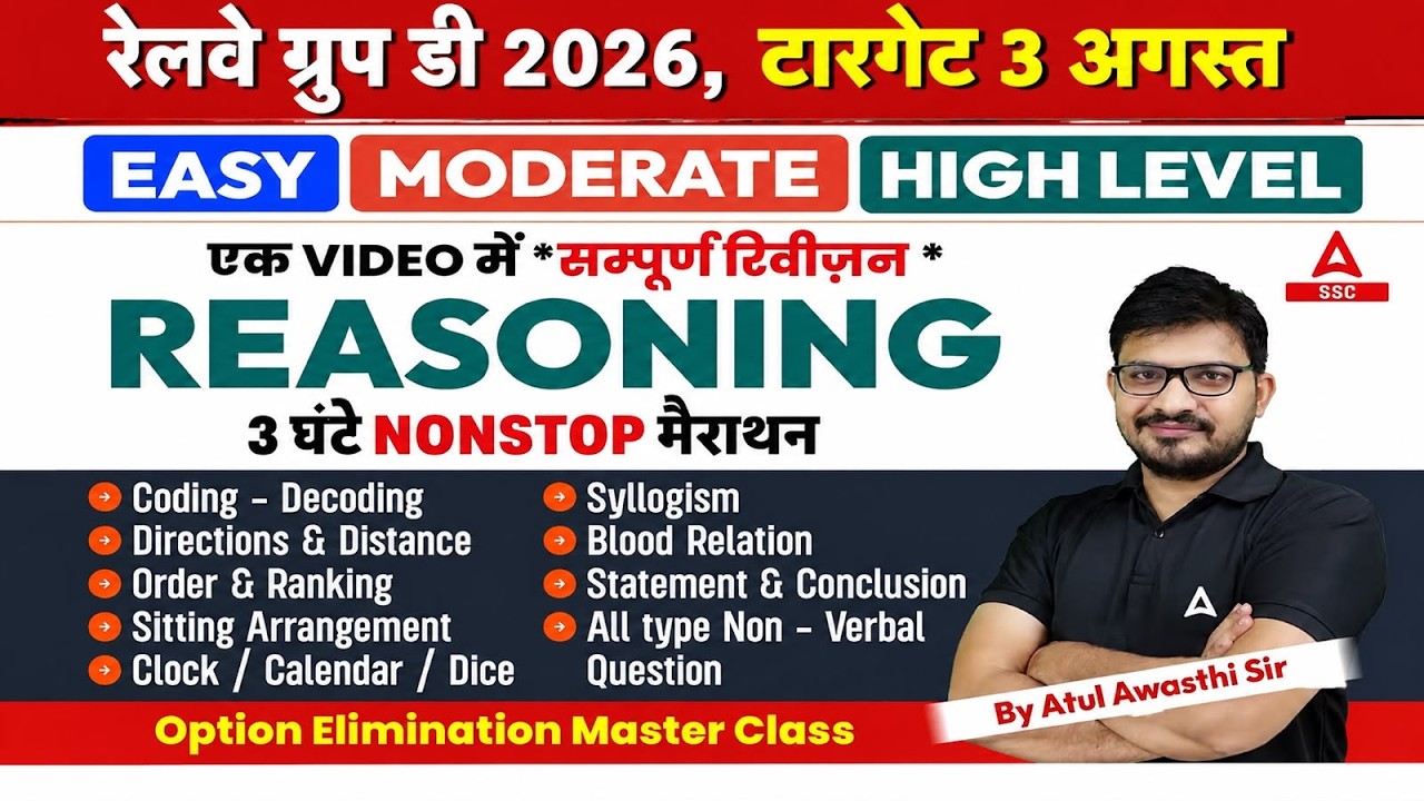 RRB Group D Reasoning Marathon 2026 | Group D Reasoning One Shot |RRB Group D Reasoning Practice Set